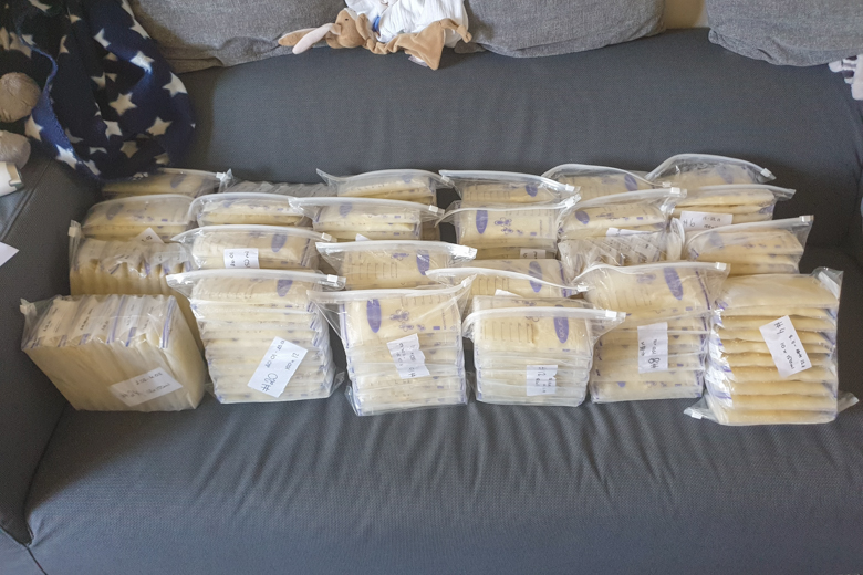 Frozen breast milk (brick method) ready to go back to chest freezer